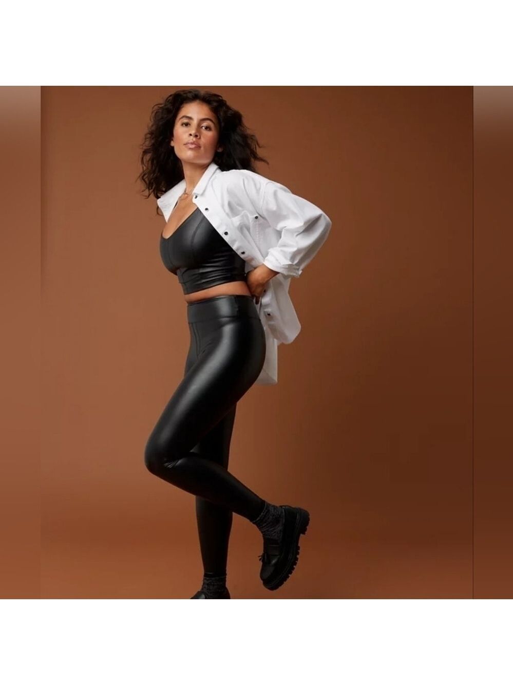 NWT Aerie Offline Real Luxe Faux Leather Black Leggings